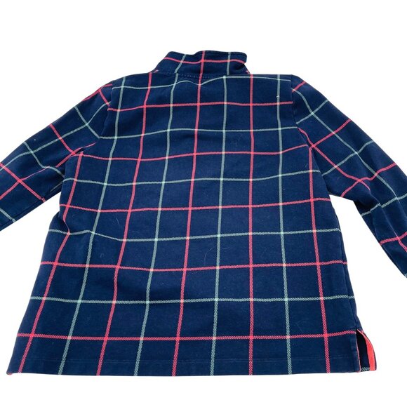 Talbots Navy Plaid Pullover Top Medium Cotton & Polyester - Picture 5 of 5